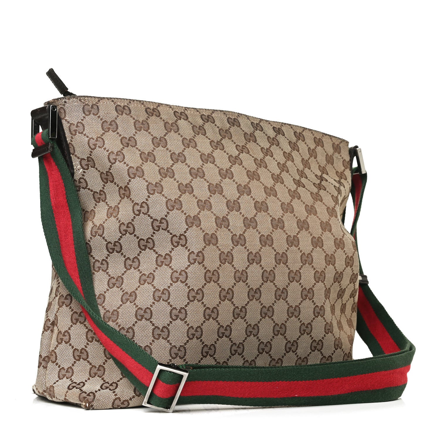Gucci Monogram Web Medium Flat Messenger Bag Brown 2 of 11