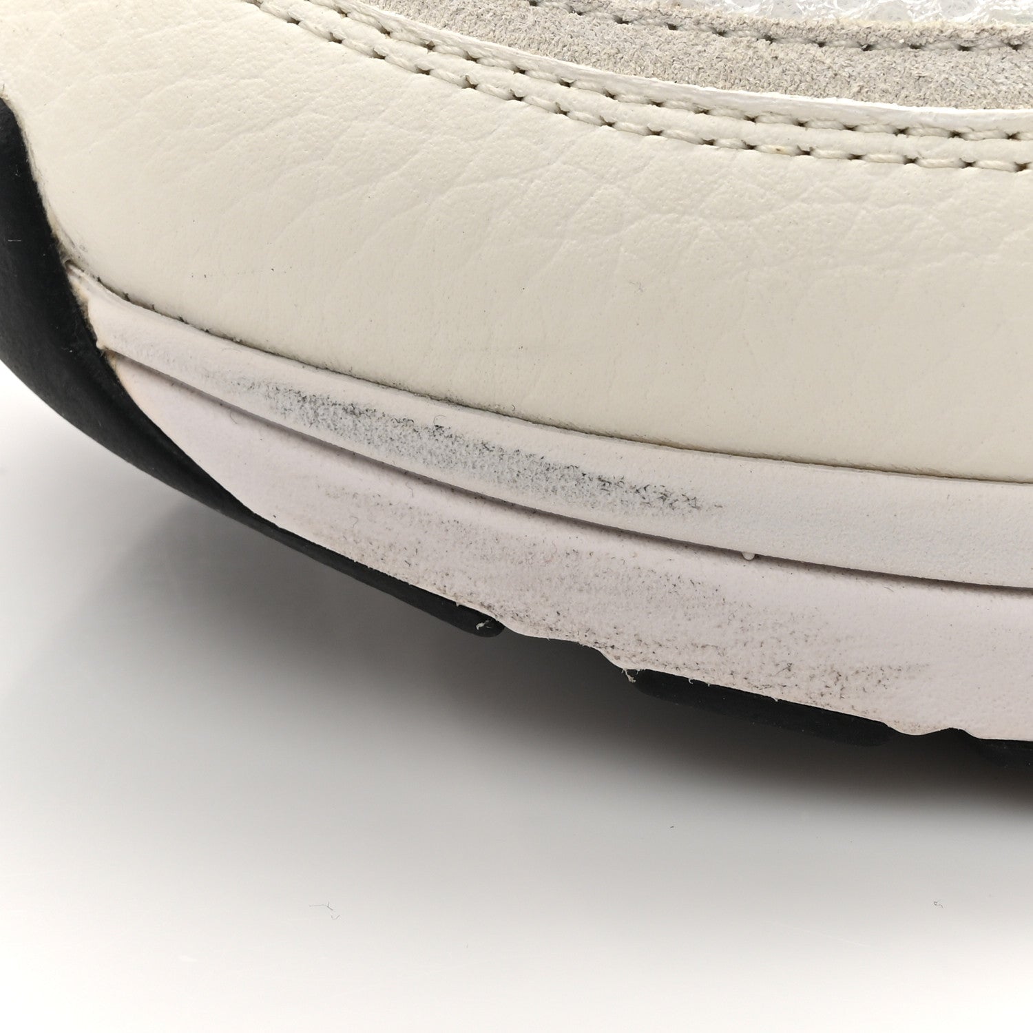 Chanel Mesh Suede Calfskin Grained Calfskin Womens CC Sneakers 40.5 White Black 9 of 11