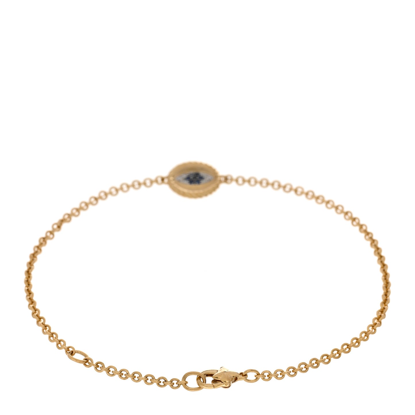 18K Yellow Gold Diamond Blue Sapphire Cable Collectibles Evil Eye Bracelet