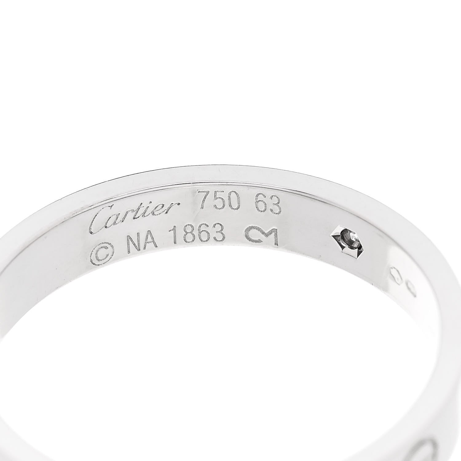 Cartier 18K White Gold Diamond 4mm LOVE Wedding Band Ring 63 10.25 63/10.5 4 of 5
