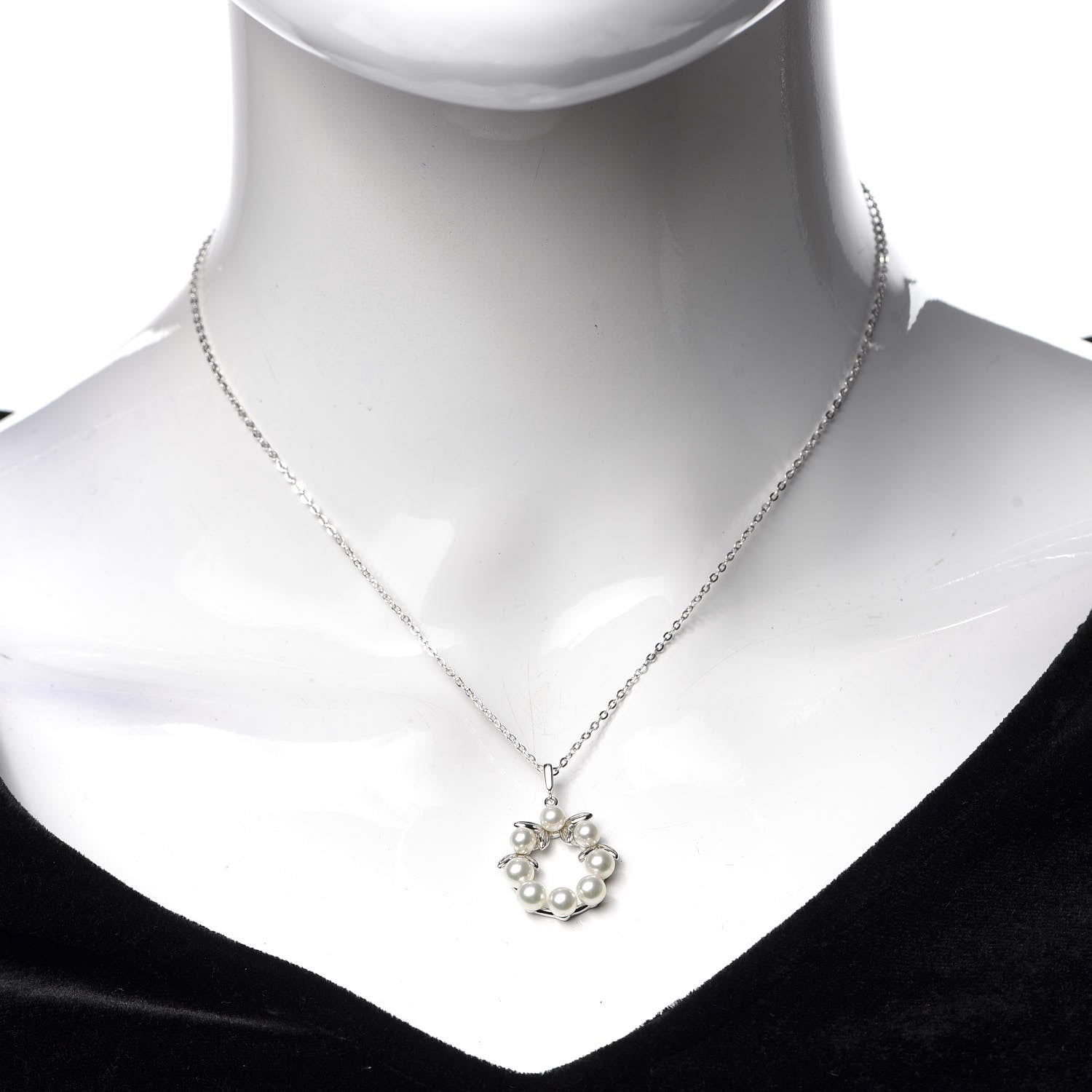 Mikimoto Sterling Silver Akoya Pearl Wreath Pendant Necklace 2 of 5