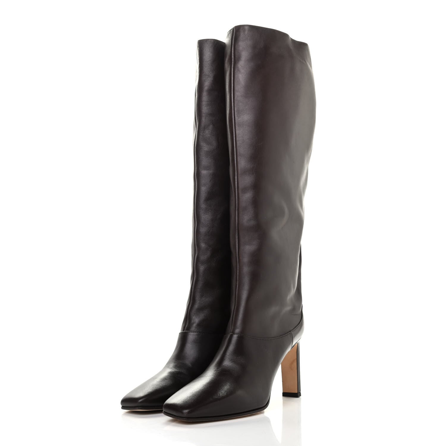 Jimmy Choo Shiny Calfskin Mahesa 85 Knee High Boots 38 Brown 3 of 9