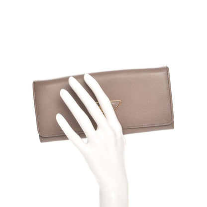 Prada Vitello Continental Flap Wallet Argilla 2 of 9