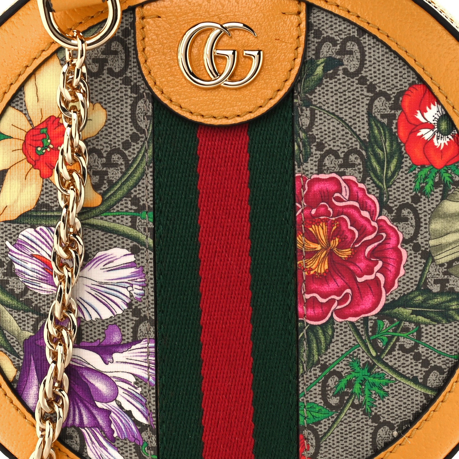 Gucci GG Supreme Monogram Flora Web Mini Ophidia Round Shoulder Bag Beige Multicolor Crop 11 of 11