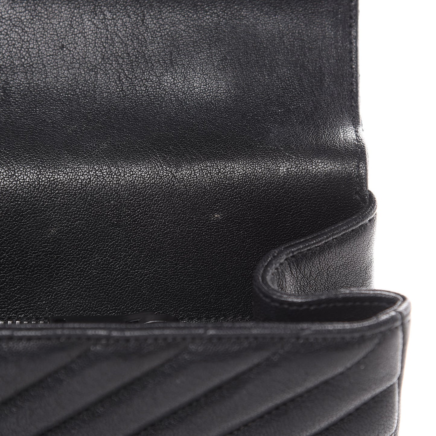Sheepskin Matelasse Chevron Monogram Medium College Bag Black