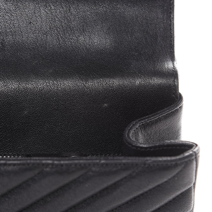 Saint Laurent Sheepskin Matelasse Chevron Monogram Medium College Bag Black 13 of 13