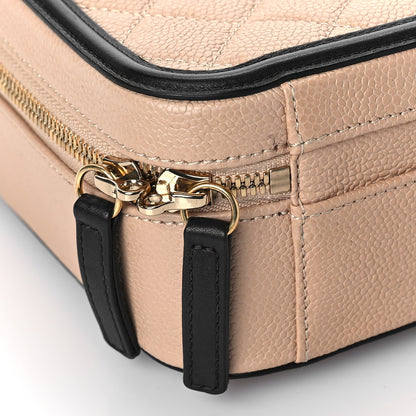 Chanel Caviar Quilted Medium CC Filigree Vanity Case Beige Black 8 of 10