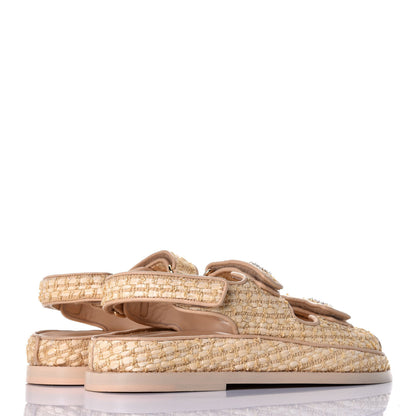 Chanel Braided Fabric Velcro Dad Sandals 38 Beige 4 of 8