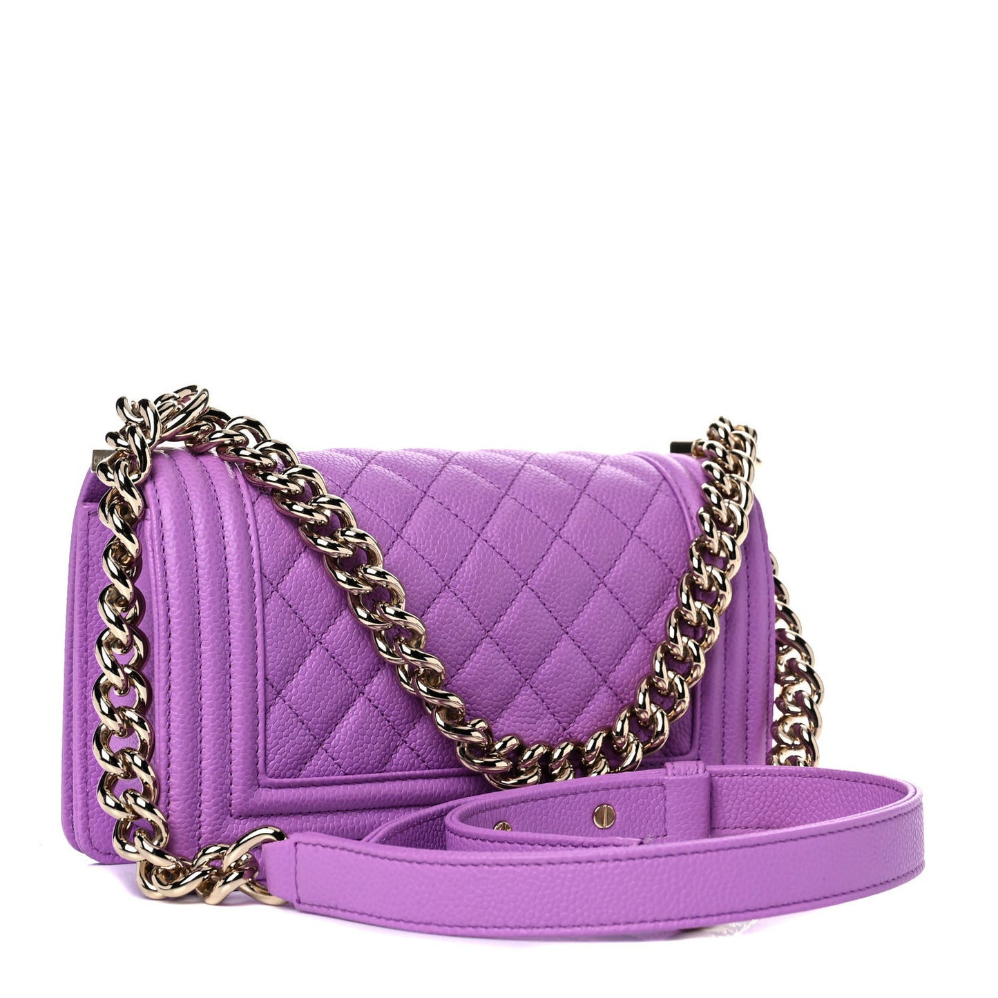 Caviar Quilted Small Boy Flap Violet