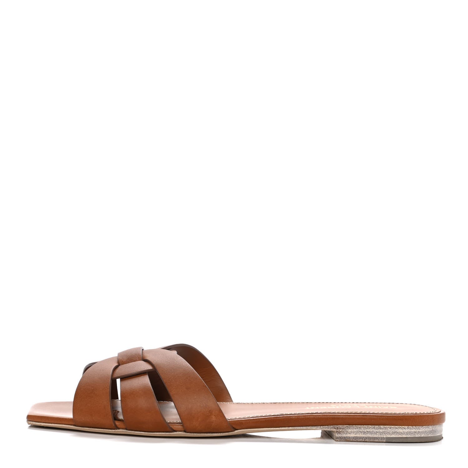 Saint Laurent Calfskin Tribute 05 Slide Sandals 37 Amber 1 of 15