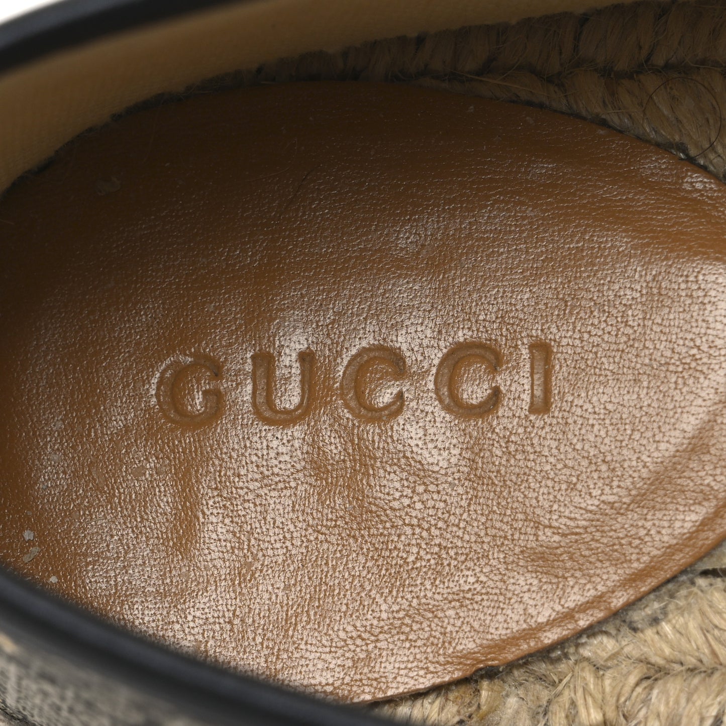 GG Supreme Monogram Bees Espadrille Flats 36.5 Beige Ebony Oro Black