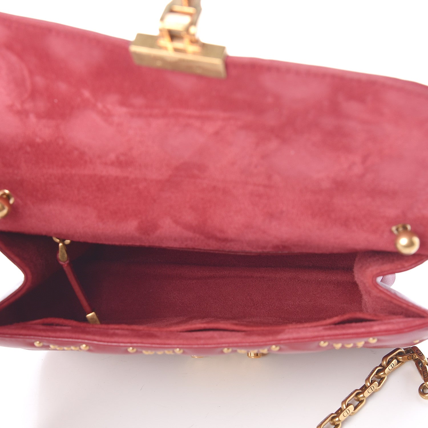 Christian Dior Lambskin Cannage Studded Small Dioraddict Flap Bag Red 5 of 11