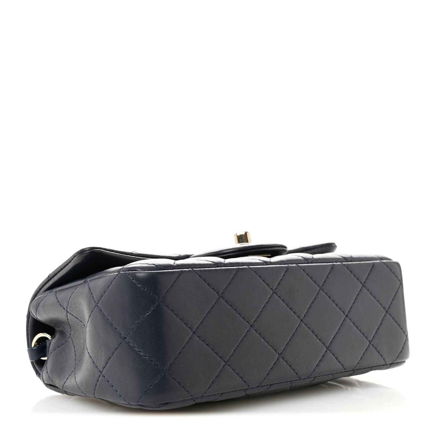Lambskin Quilted Mini Rectangular Flap Dark Navy Blue