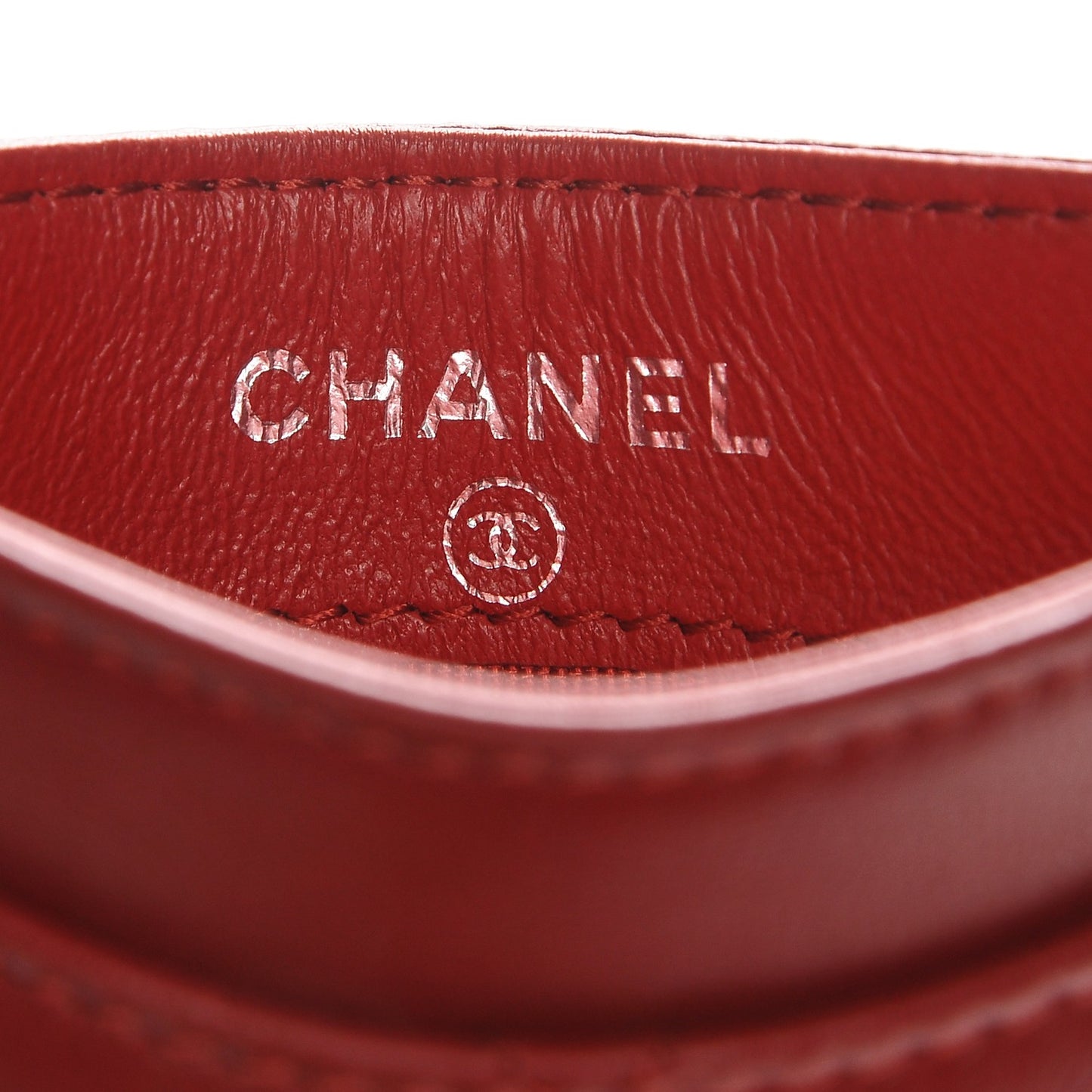 Lambskin Quilted Card Holder Red