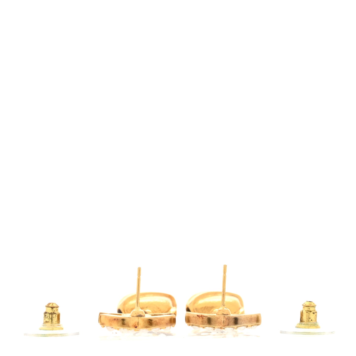Crystal Pearl CC Drop Earrings Gold White