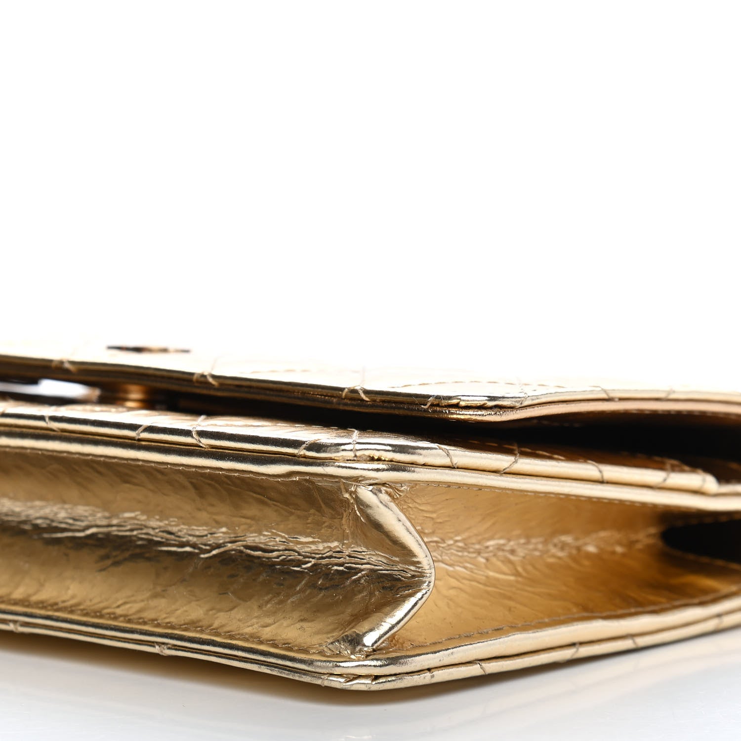 Chanel Hammered Metallic Calfskin Quilted Wallet On Chain WOC Gold 11 of 11