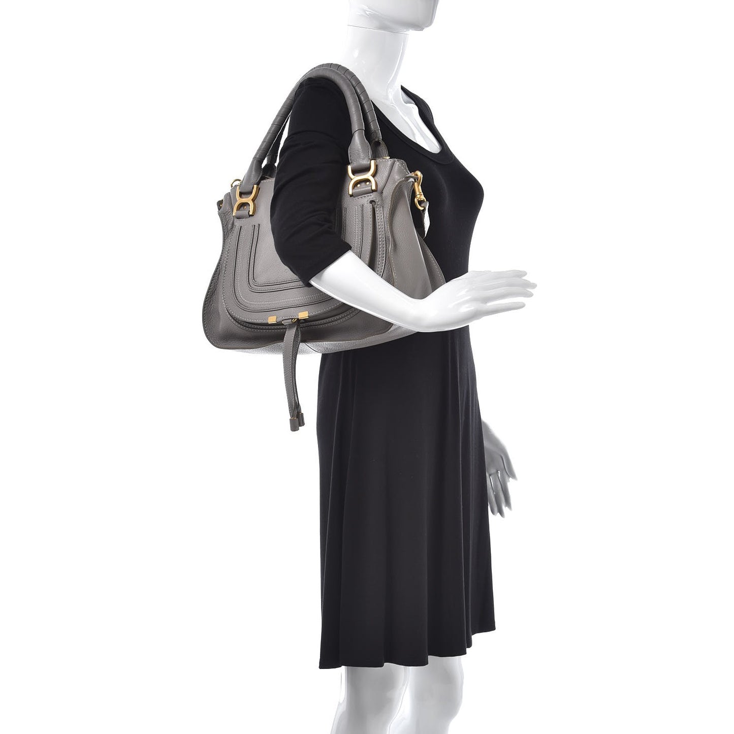 Calfskin Medium Marcie Satchel Cashmere Grey
