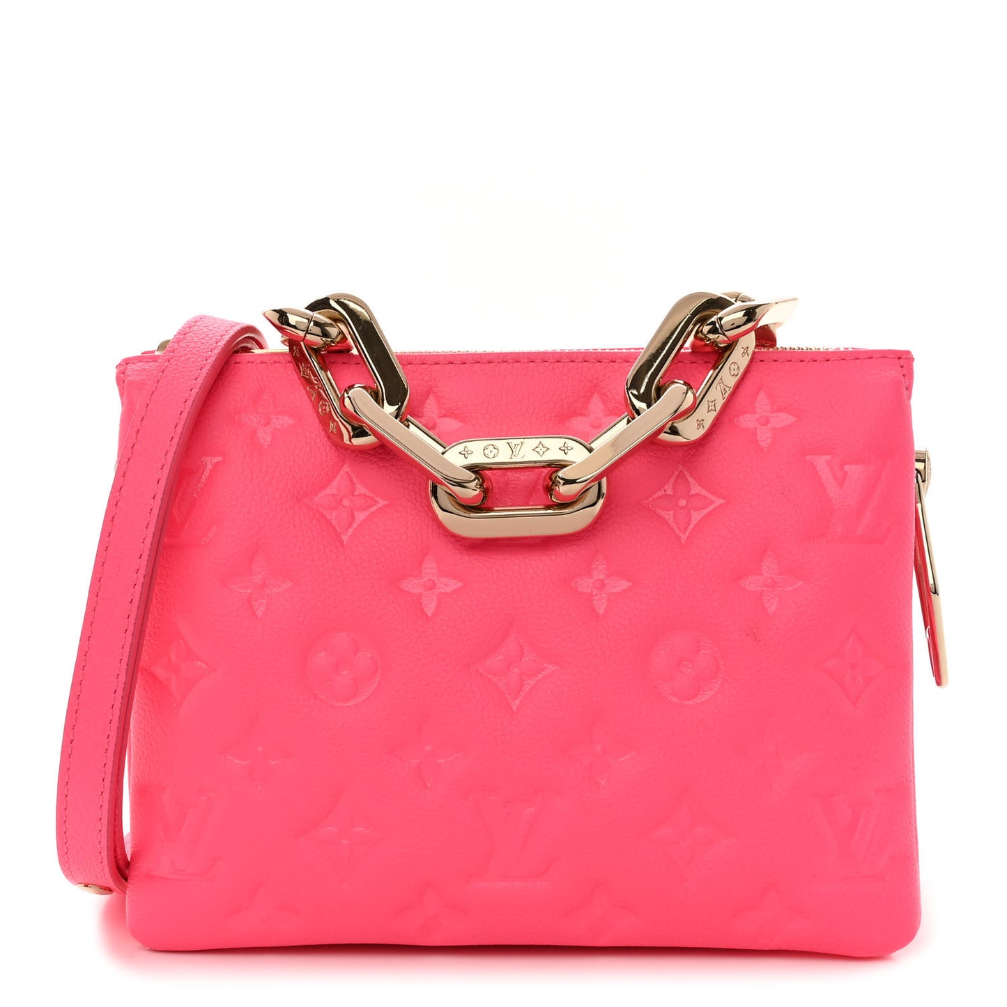 Calfskin Embossed Monogram Coussin BB Rose Fluo