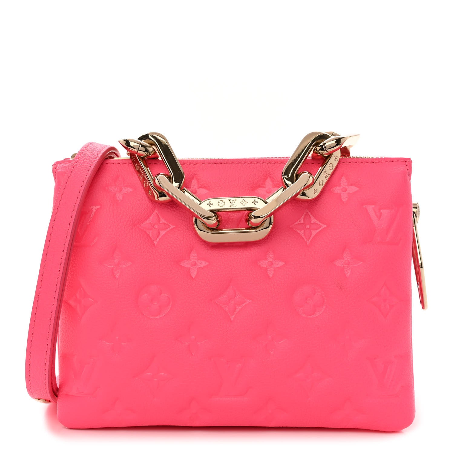 Louis Vuitton Calfskin Embossed Monogram Coussin BB Rose Fluo 1 of 11