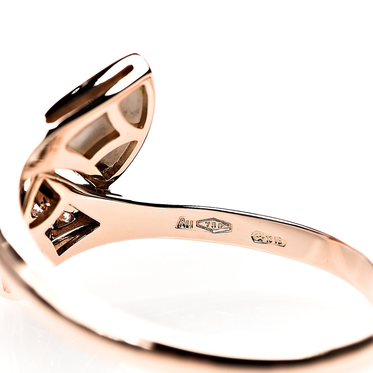18K Rose Gold Diamond Mother of Pearl Divas' Dream Ring 56 7.5