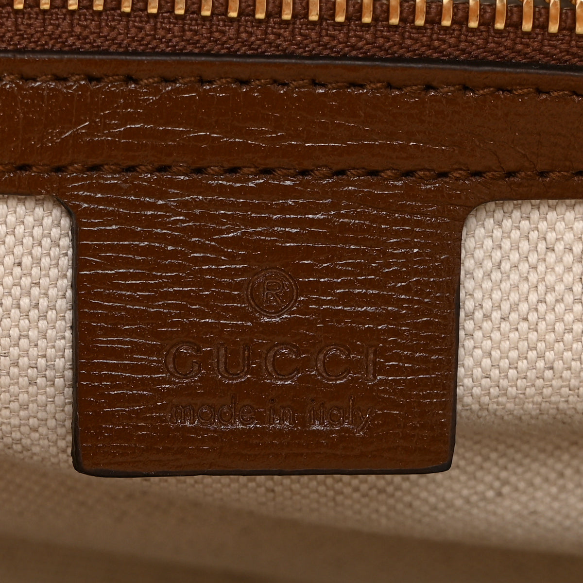 Gucci GG Supreme Monogram Azalea Calfskin Small Horsebit 1955 Top Handle Bag Beige Ebony Brown Sugar 6 of 11
