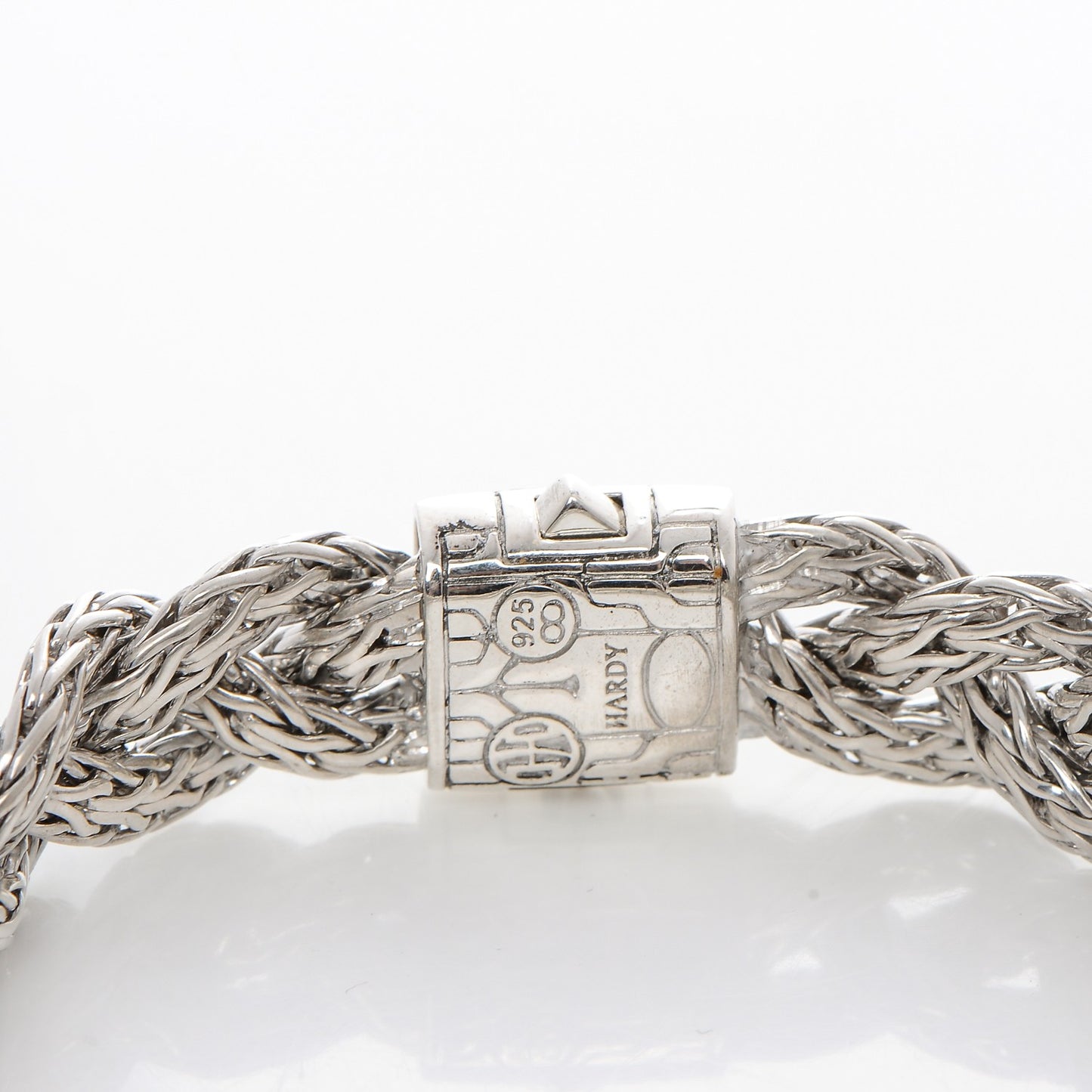 Sterling Silver Pink Sapphire 11mm Braided Classic Chain Clasp Bracelet M