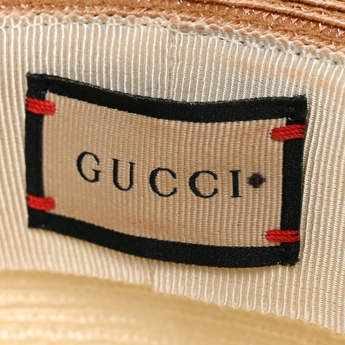 Gucci Straw Effect Fabric Wide Brim Hat With Bow L White Black 7 of 9