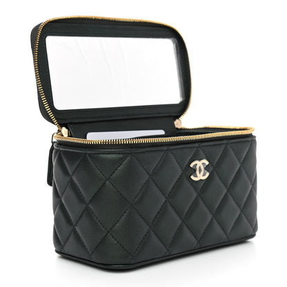 Chanel Iridescent Lambskin Quilted Small Top Handle Vanity Case With Chain Dark Green 6 of 12