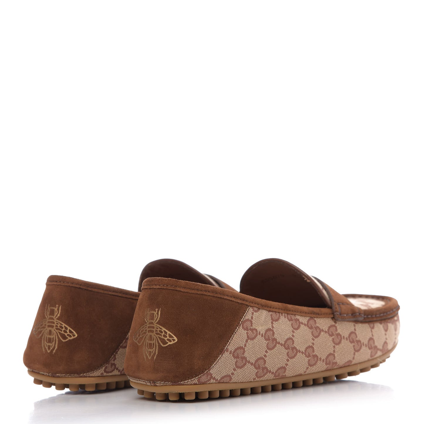 GG Monogram Suede Mens Driver Loafers 9 Beige Ruggine Cuir