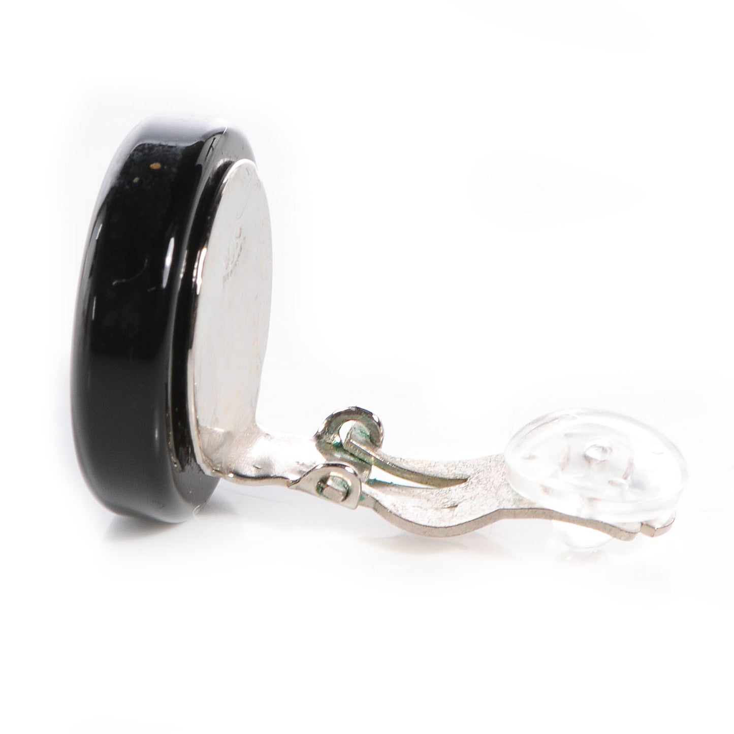 Mirror CC Clip On Earrings Black