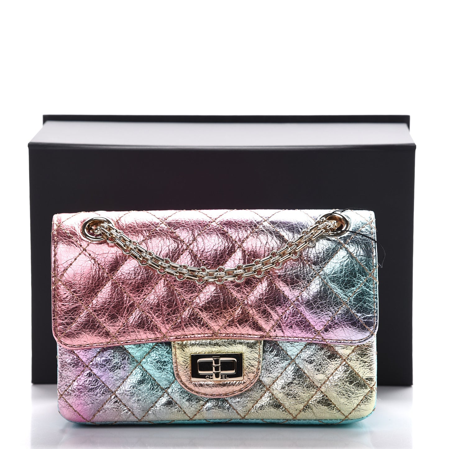 Metallic Goatskin Quilted Mini 2.55 Reissue Flap Multicolor