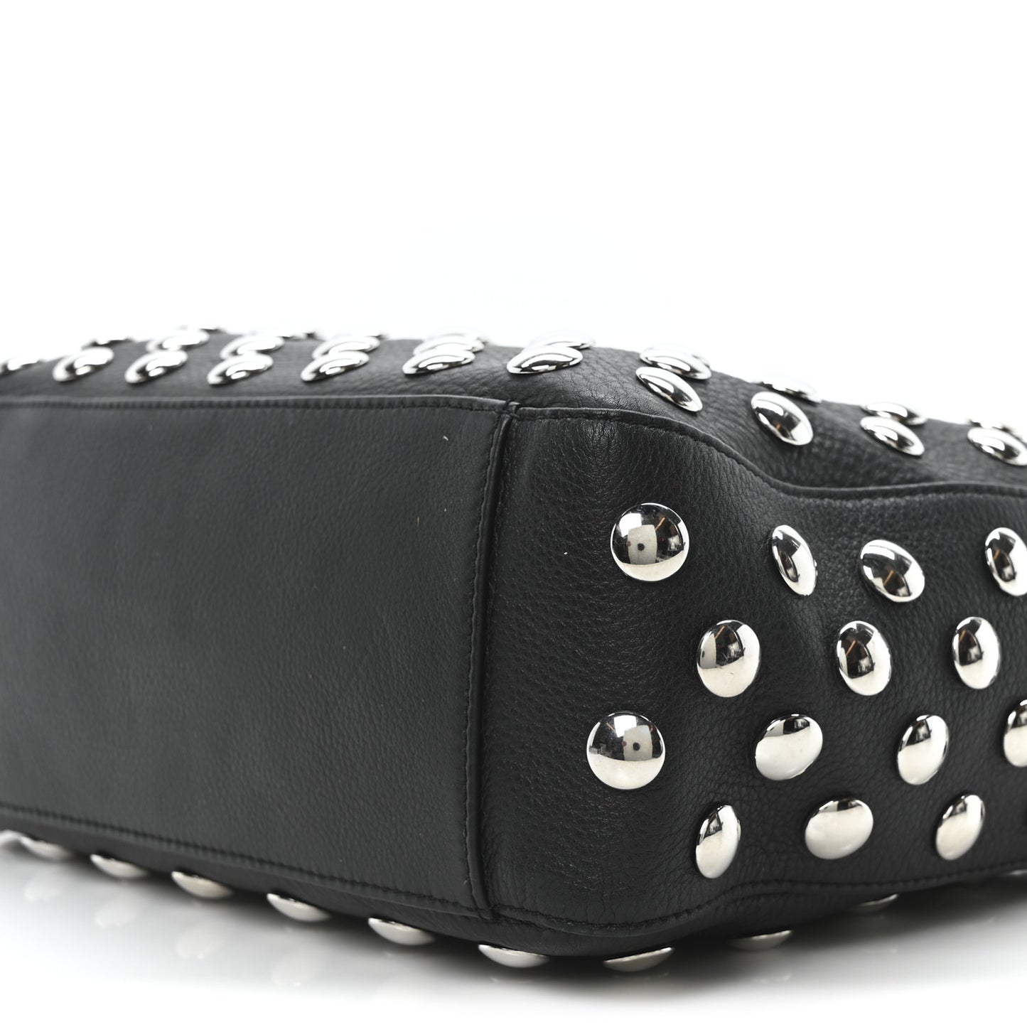 Pebbled Sport Calfskin Studded Elena Black