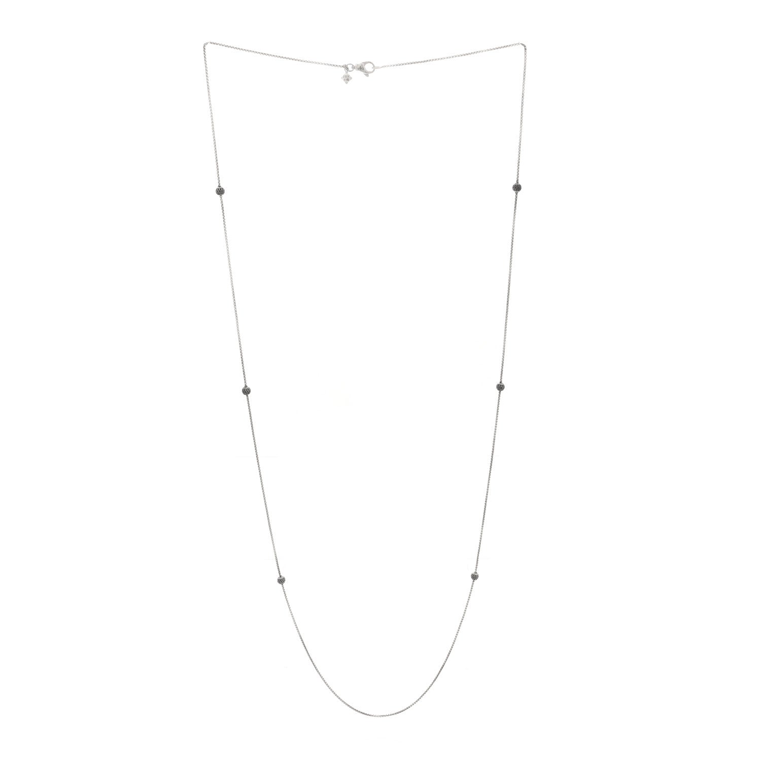 David Yurman Sterling Silver Black Diamond Pave Ball Station Necklace 3 of 4
