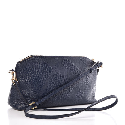 Burberry Signature Grain Calfskin Check Embossed Small Chichester Crossbody Clutch Bag Carbon Blue 3 of 8
