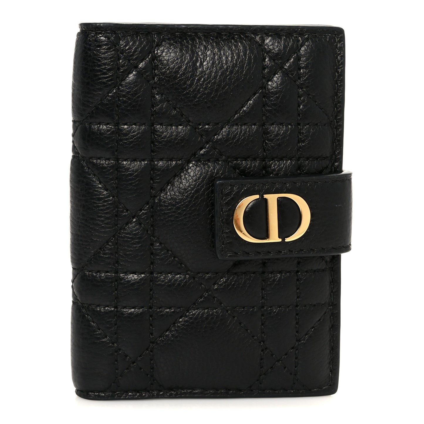 Supple Calfskin Cannage Caro Dandelion Card Holder Black