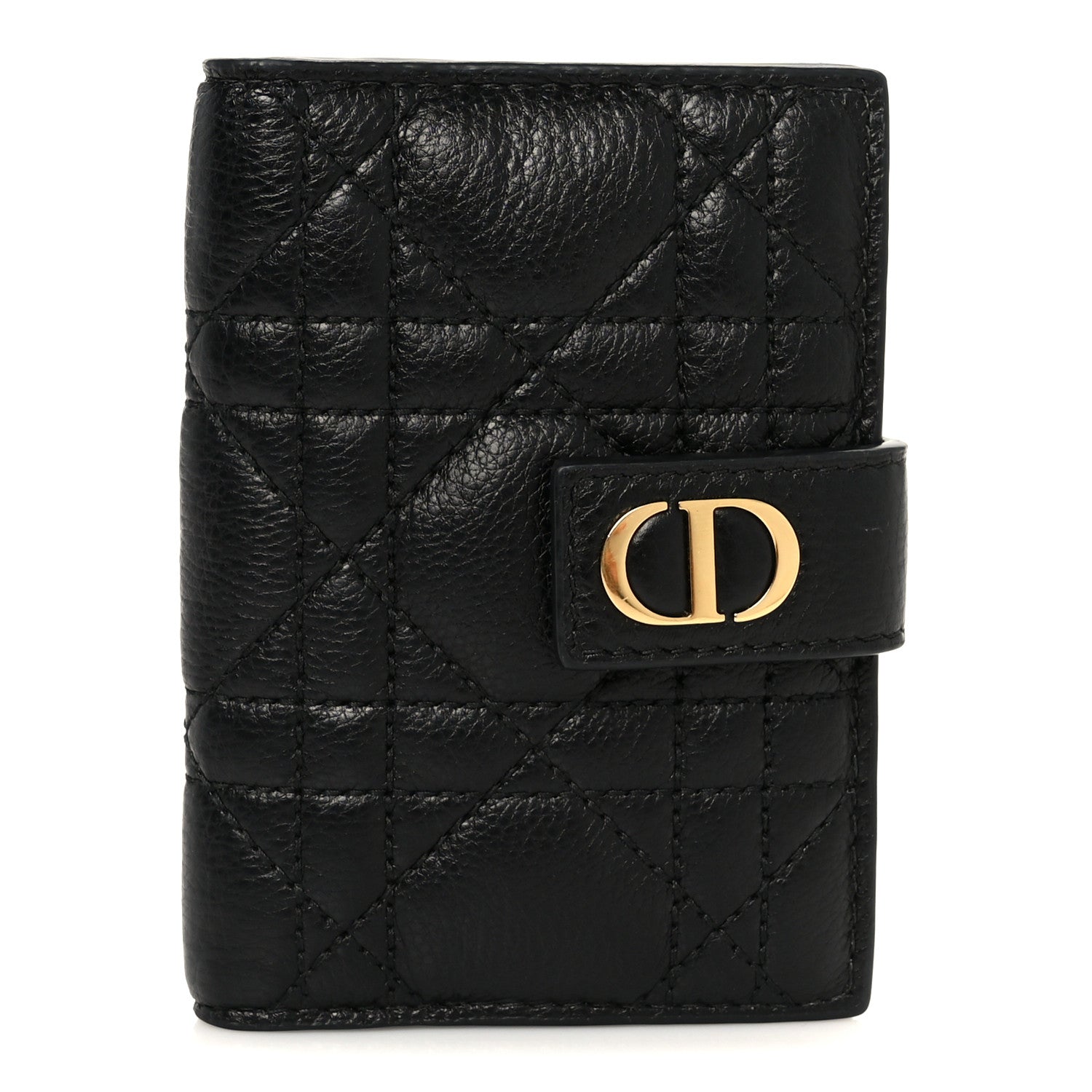 Christian Dior Supple Calfskin Cannage Caro Dandelion Card Holder Black 1 of 9