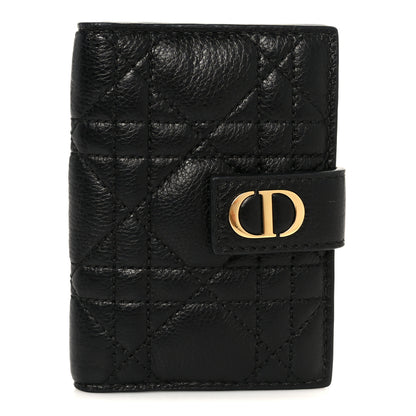 Christian Dior Supple Calfskin Cannage Caro Dandelion Card Holder Black 1 of 9