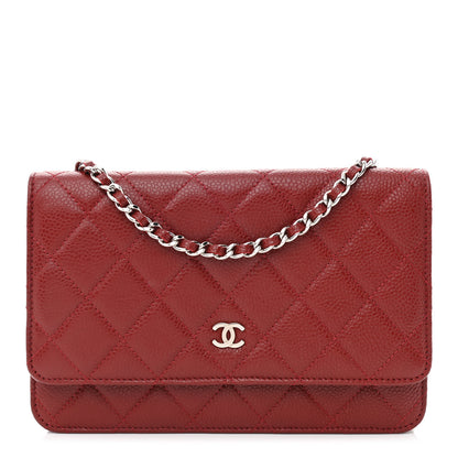 Chanel Caviar Quilted Wallet on Chain WOC Burgundy 1 of 14