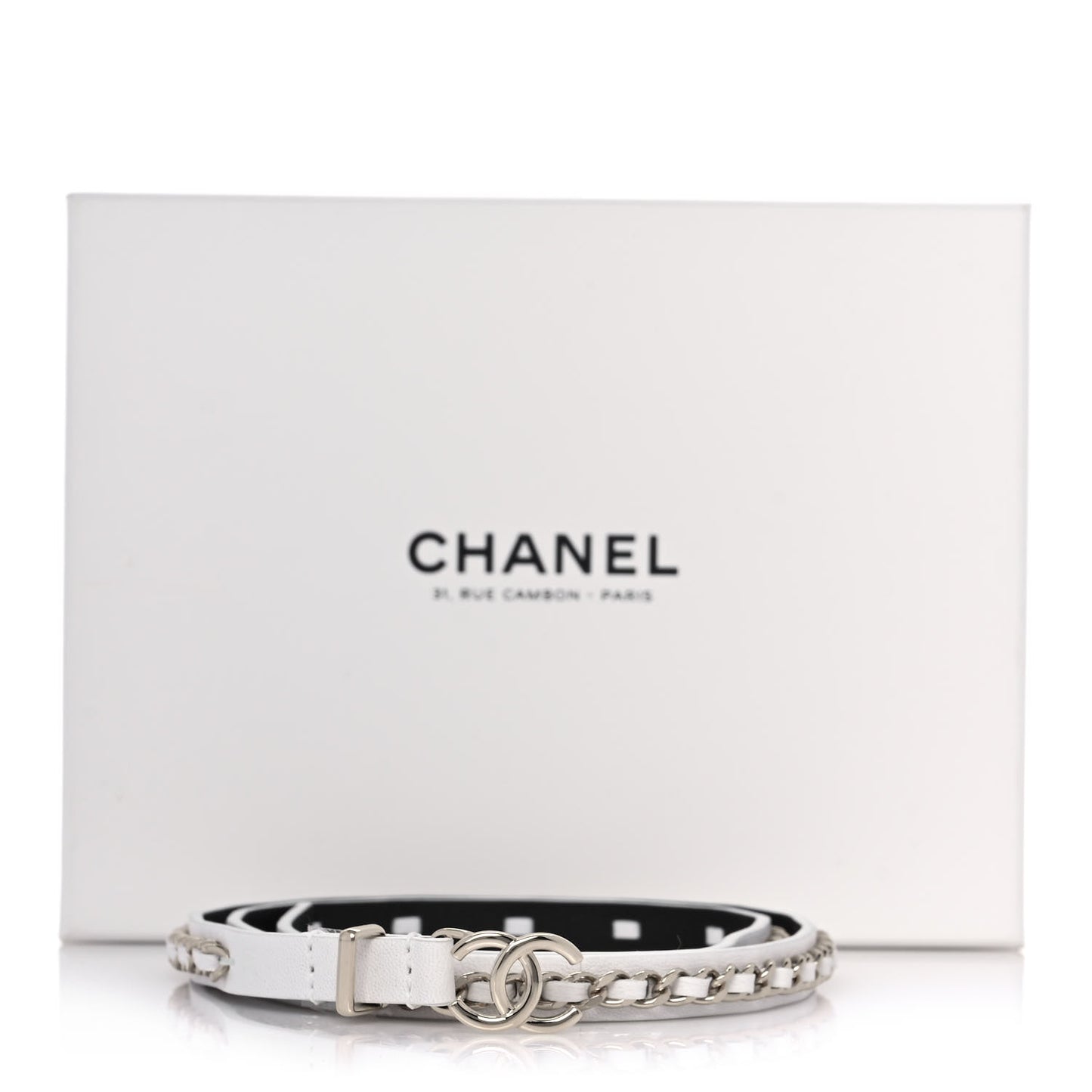 Lambskin CC Chain Belt 70 28 White