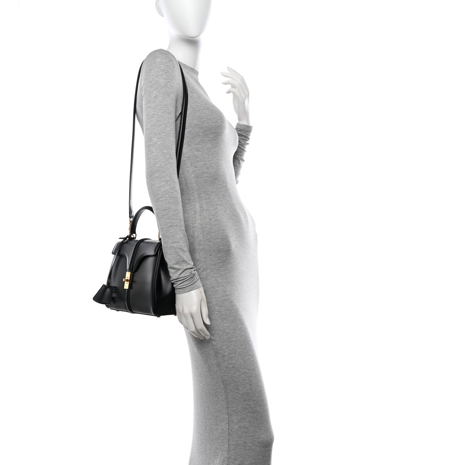 Celine Satinated Calfskin Small 16 Top Handle Bag Black 2 of 11