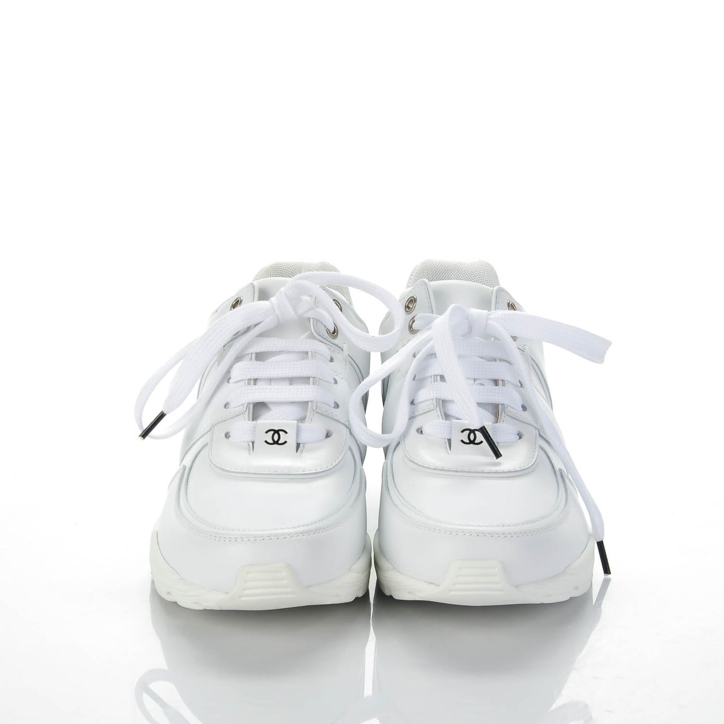 Calfskin Neoprene CC Sneakers 37.5 White Black