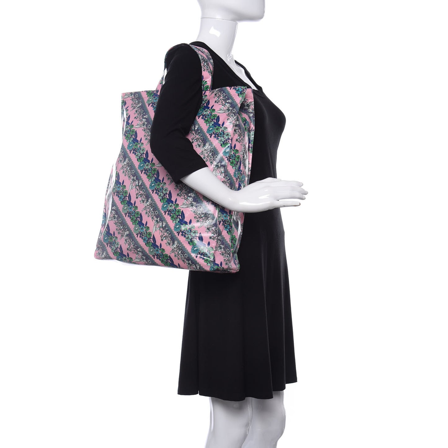 Patent Canvas Frame Logo Bouquet Print Vertical Tote Pink Daisy