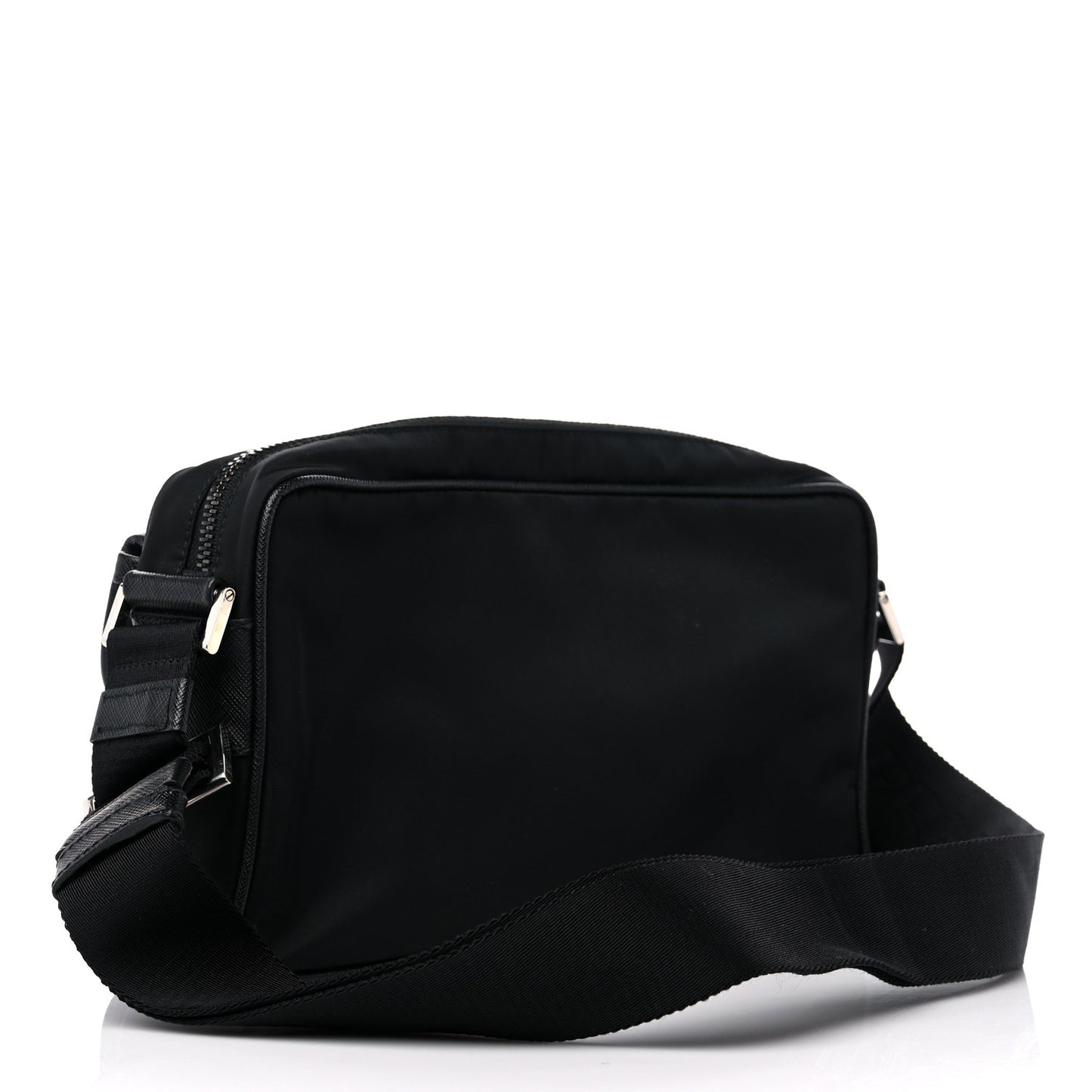 Tessuto Nylon Saffiano Single Snap Buckle Messenger Flap Bag Black