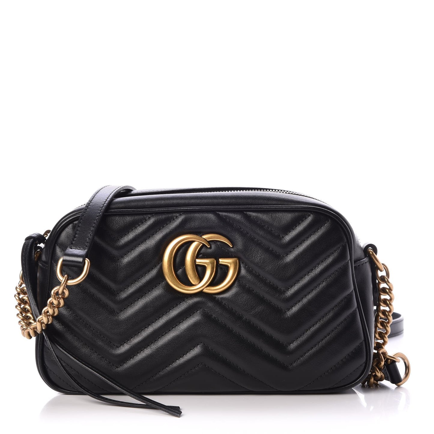 Calfskin Matelasse Small GG Marmont Chain Shoulder Bag Black