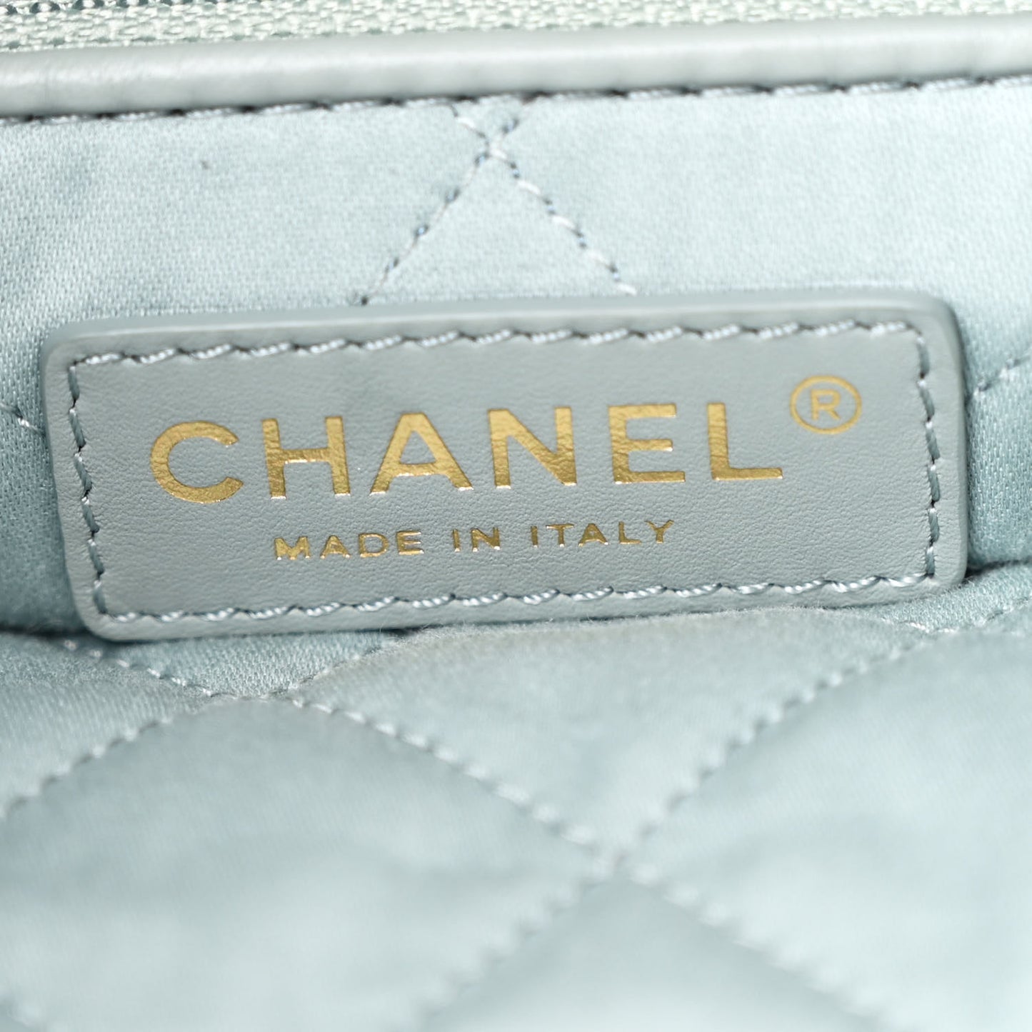 Shiny Calfskin Quilted Chanel 22 Grey