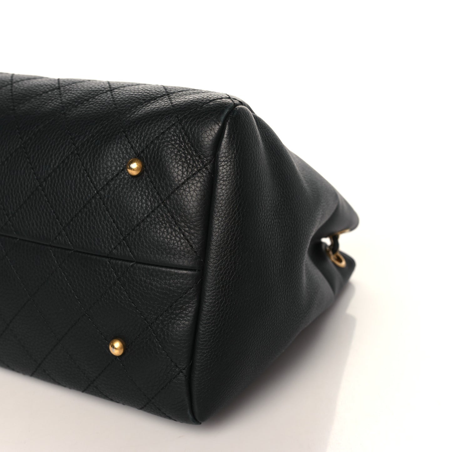 Grained Calfskin Stitched Large Supple Rock Shopping Tote Black