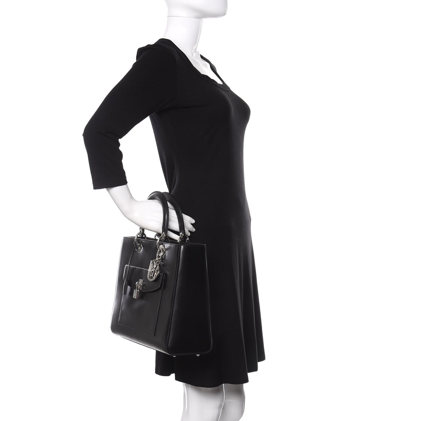 Box Calfskin Lady Dior Pouch Tote Black
