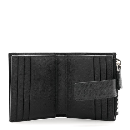 Prada Saffiano Metal Card Holder Compact Wallet Black 5 of 6