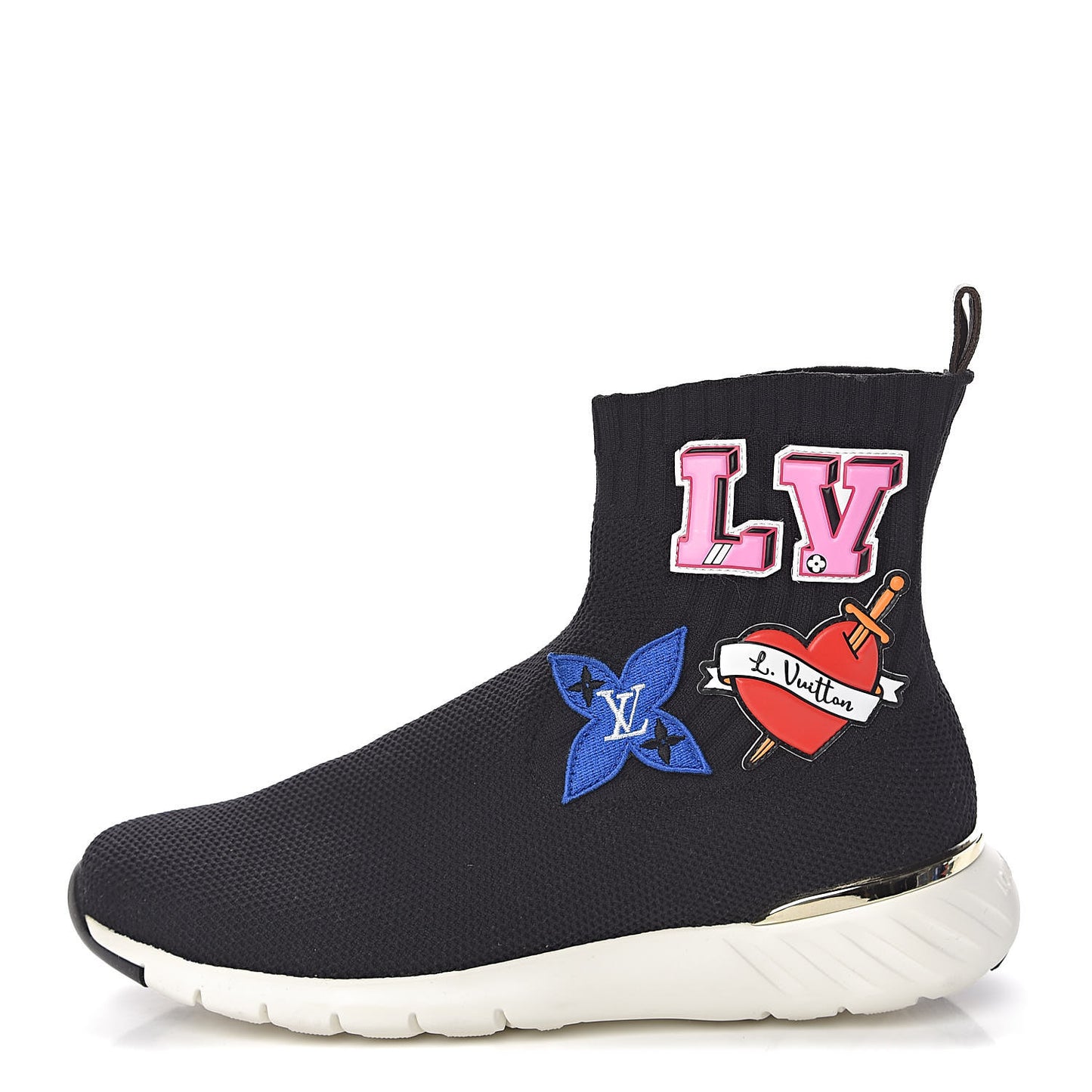 Stretch Fabric LV Black Heart Sock Sneaker 36.5 Black