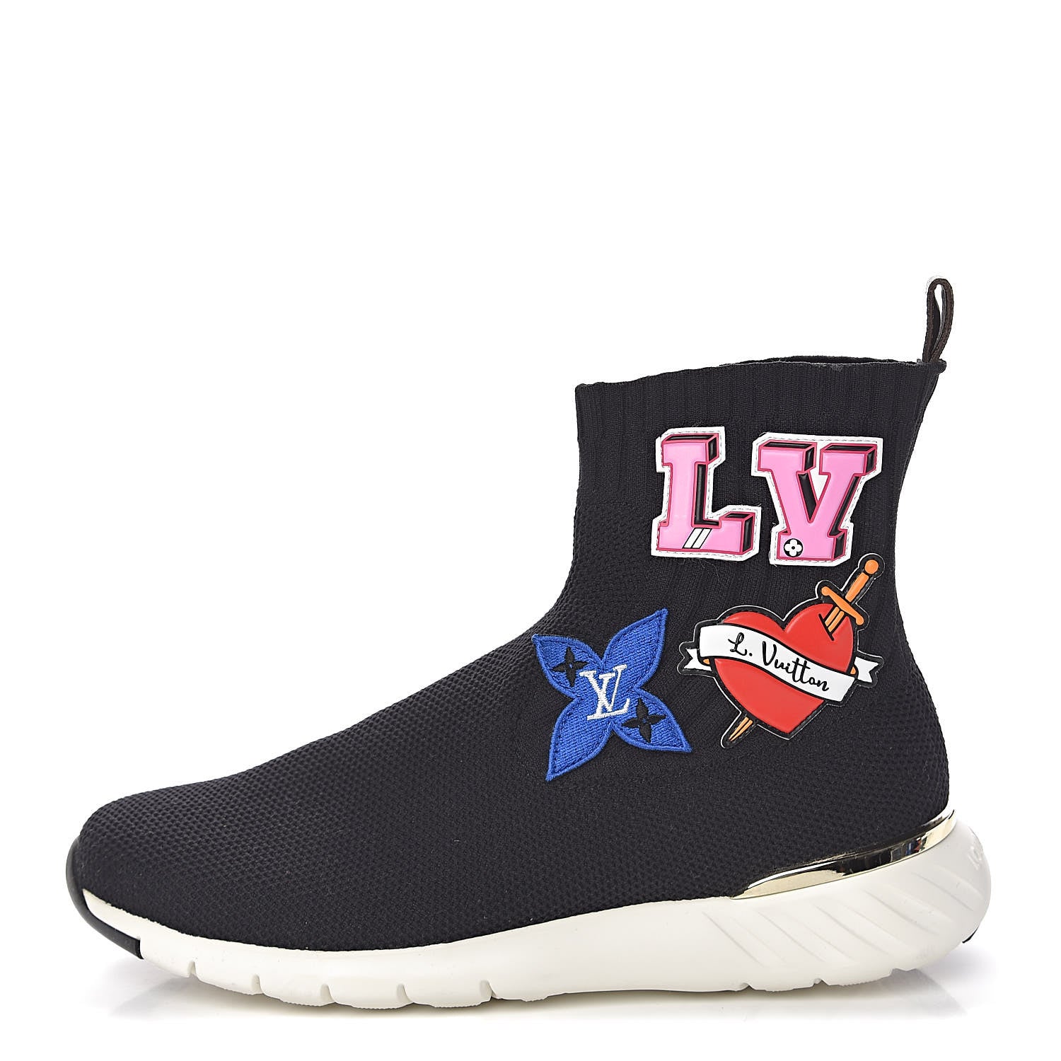 Louis Vuitton Stretch Fabric LV Black Heart Sock Sneaker 36.5 Black 1 of 11